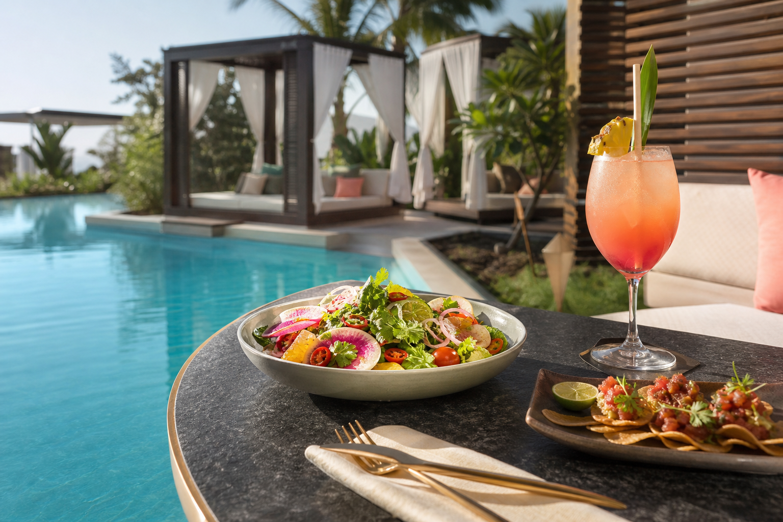 Poolside food and drinks at Splash Bar