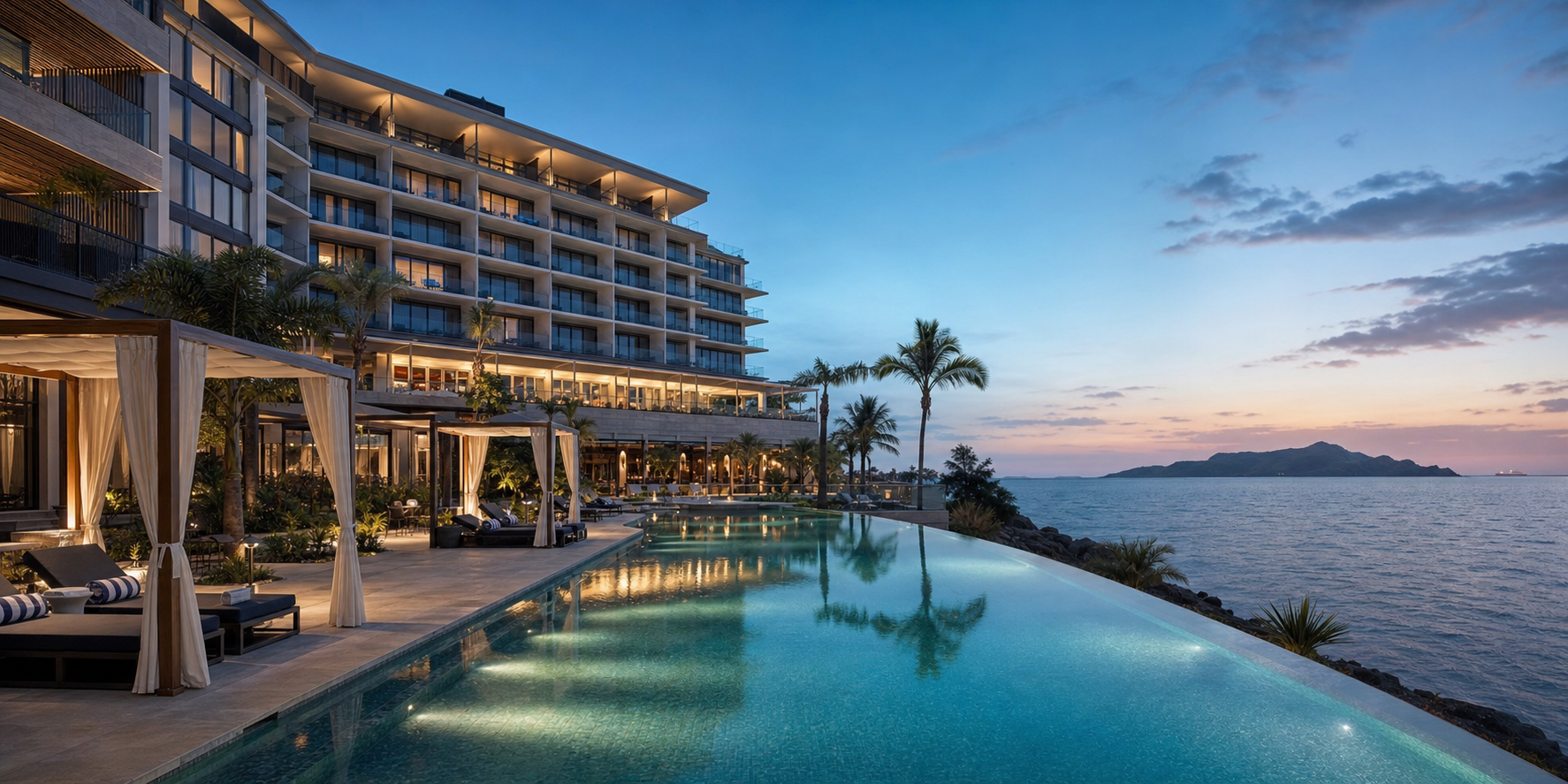 The Ville Resort-Casino waterfront hotel and resort pool in Townsville